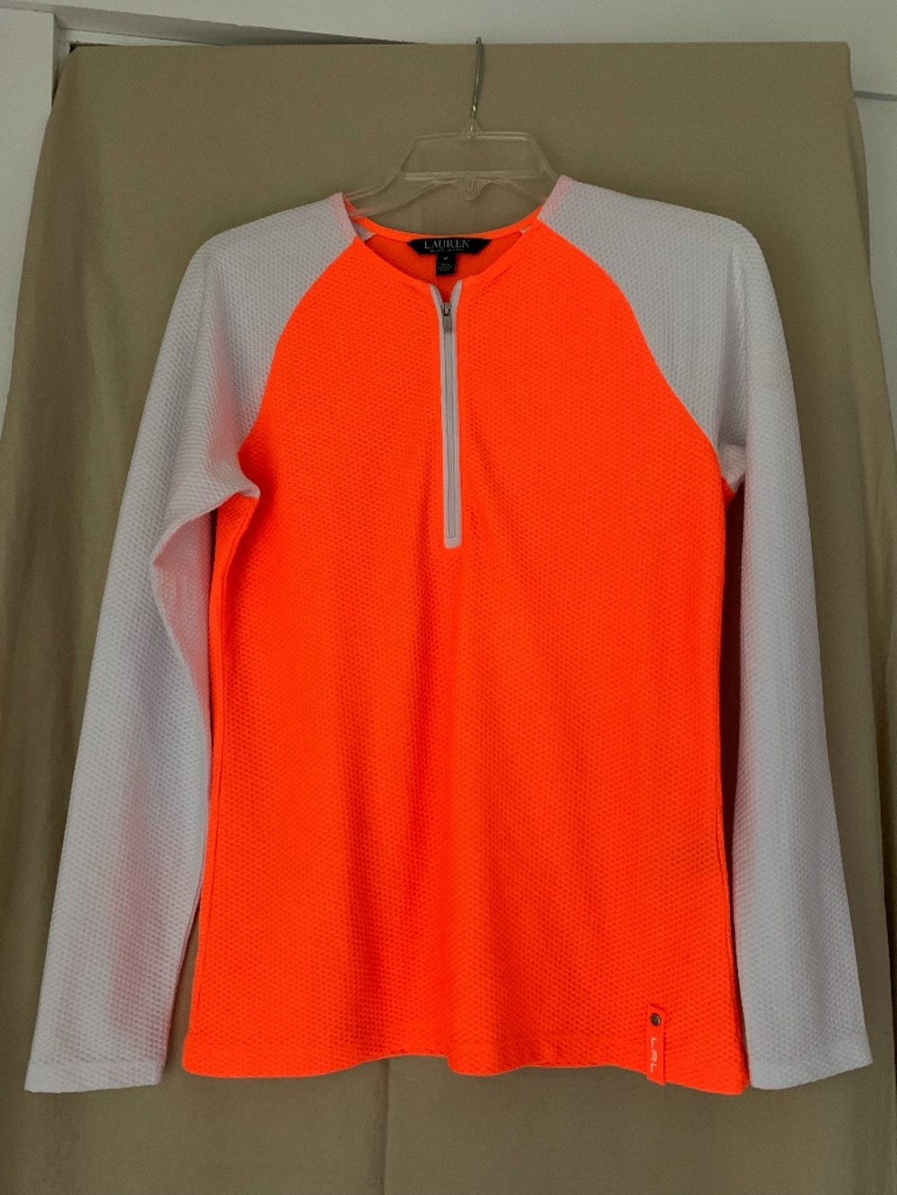 Lauren Ralph Lauren Active Line neon orange quarter zip top